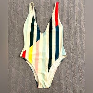 Solid & Striped One Piece Bathing Suit